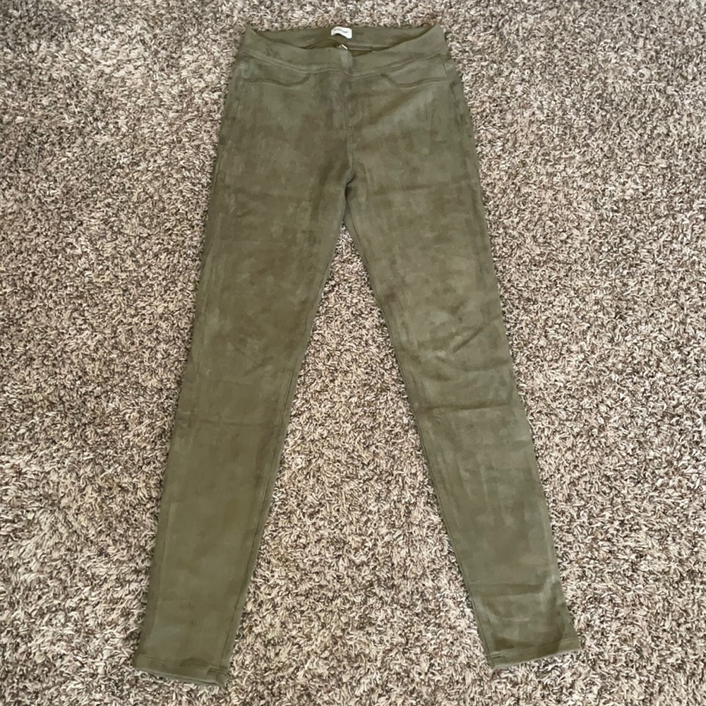 Olive Green Suede Jeggings